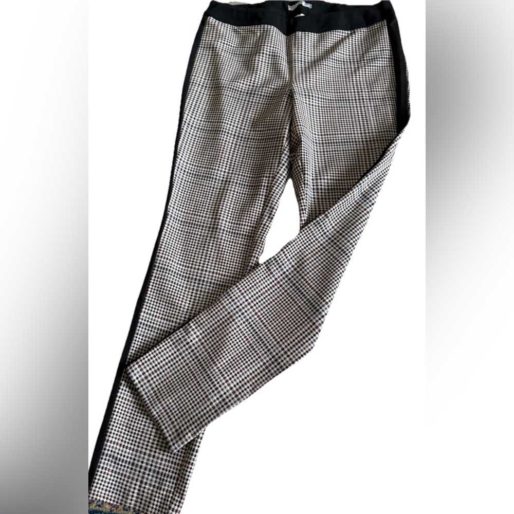 ILTM I Love Tyler Madison Brown Houndstooth Ponte Knit Pull On Pants Large 32x30
